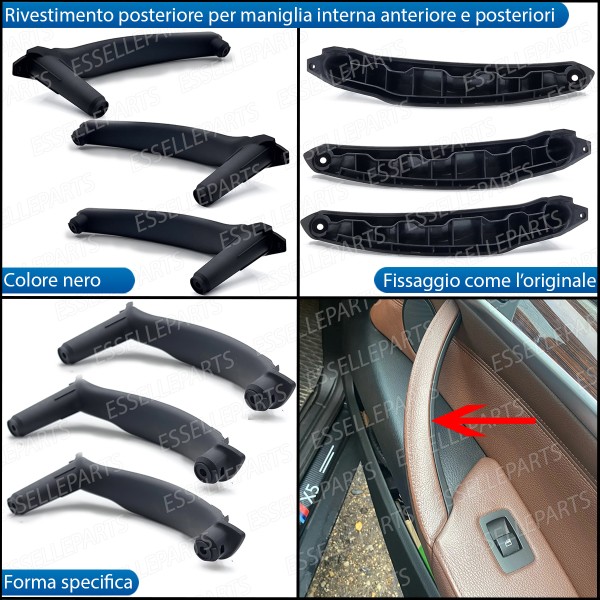 Set Completo Maniglia Anteriore + Posteriore Interna Bmw X6 E71 Nero