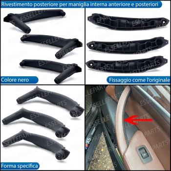 Set Completo Maniglia Anteriore + Posteriore Interna Bmw X6 E71 Nero