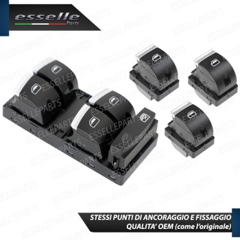 SET COMPLETO PULSANTIERA PULSANTI ALZACRISTALLI NERO CROMATO PER AUDI Q7