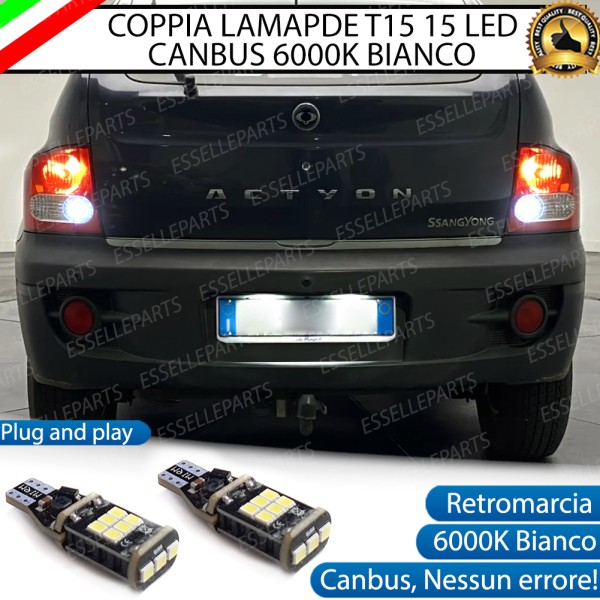 Luci Retromarcia SSANGYONG ACTYON 1200 LUMEN T15 W16W CANBUS 3.0