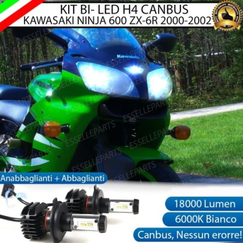 Kit Full LED Coppia H4 18000 Lumen per KAWASAKI Ninja 600 ZX-6R 2000-2002