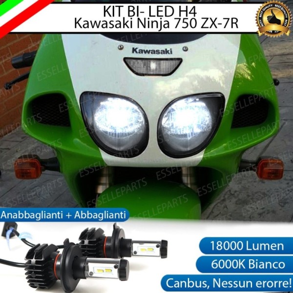 Kit Full LED Coppia H4 18000 Lumen per KAWASAKI Ninja 750 ZX-7RR 1996-1998