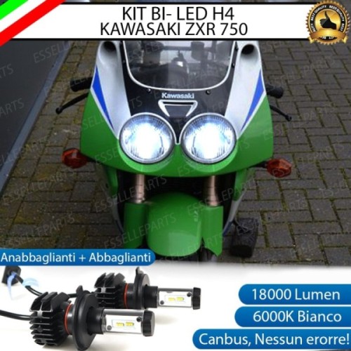 Kit Full LED Coppia H4 18000 Lumen 6000K bianco per KAWASAKI ZXR 750 1991-1992