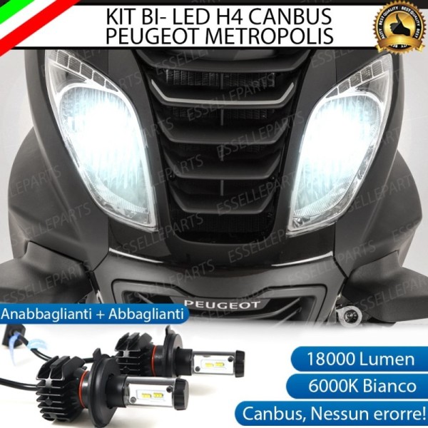 Kit Full LED Coppia H4 18000 Lumen 6000K bianco per PEUGEOT Metropolis 400 2017