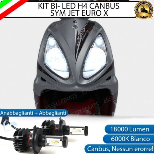 Kit Full LED Coppia H4 18000 Lumen 6000K bianco per SYM Jet 50 2003-2011 Euro X