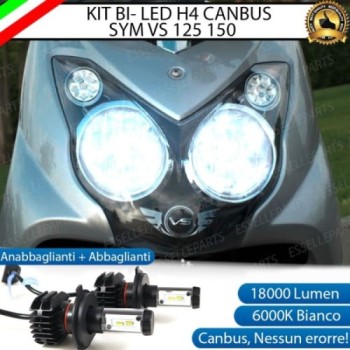 Kit Full LED Coppia H4 18000 Lumen Anabbaglianti Abbaglianti per SYM VS 125 2007-2012