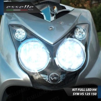 Kit Full LED Coppia H4 18000 Lumen Anabbaglianti Abbaglianti per SYM VS 125 2007-2012