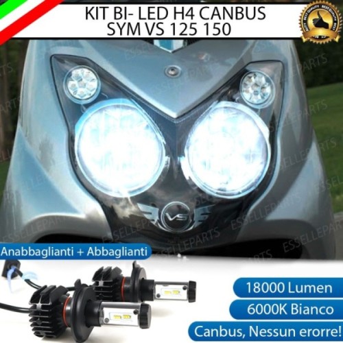 Kit Full LED Coppia H4 18000 Lumen Anabbaglianti Abbaglianti per SYM VS 150 2007-2012