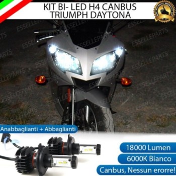 Kit Full LED Coppia H4 18000 Lumen 6000K bianco per Triumph Daytona 650 2005