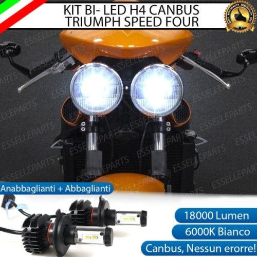 Kit Full LED Coppia H4 18000 Lumen 6000K bianco per Triumph Speed Four 2004-2006