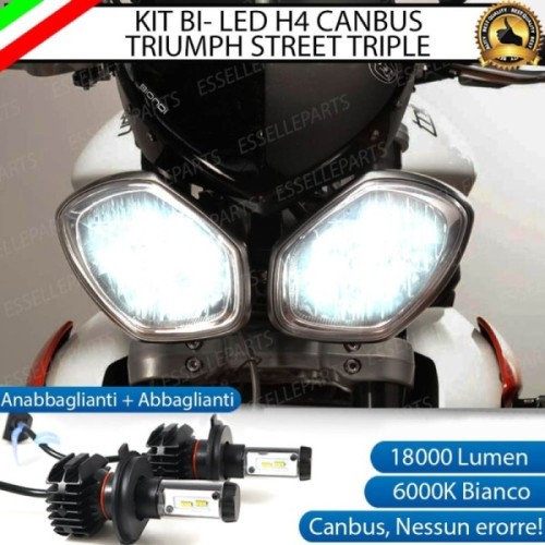 Kit Full LED Coppia H4 18000 Lumen per Triumph Street Triple 2013-2017 ABS