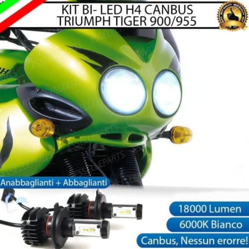 Kit Full LED Coppia H4 18000 Lumen 6000K bianco per Triumph Tiger 900 1993-2001