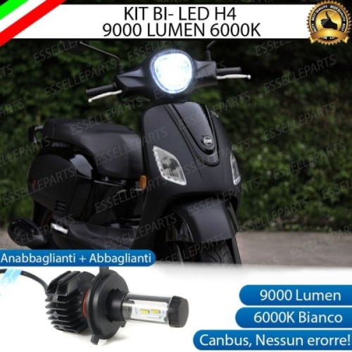 Kit Full LED Lampada H4 9000 Lumen Anabbaglianti Abbaglianti per SYM Fiddle 200 2015-2017 III