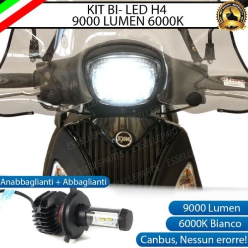 Kit Full LED Lampada H4 9000 Lumen per SYM Symphony 125 2017-2020 Cargo