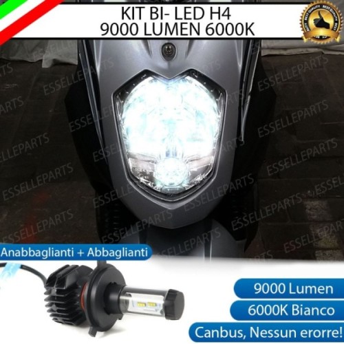 Kit Full LED Lampada H4 9000 Lumen Anabbaglianti Abbaglianti per SYM Symply 50 2014-2017 2