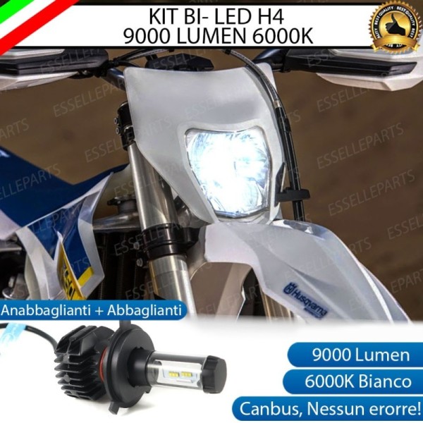 Kit Full LED Lampada H4 9000 Lumen Anabbaglianti Abbaglianti per Husqvarna TX 125 2018