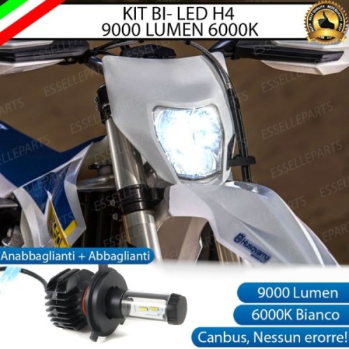 Kit Full LED Lampada H4 9000 Lumen Anabbaglianti Abbaglianti per Husqvarna TX 125 2019