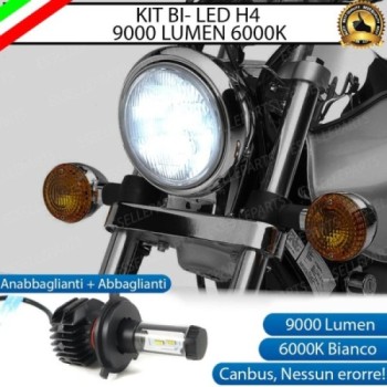 Kit Full LED Lampada H4 9000 Lumen Anabbaglianti Abbaglianti per KAWASAKI EL 125 2002-2006