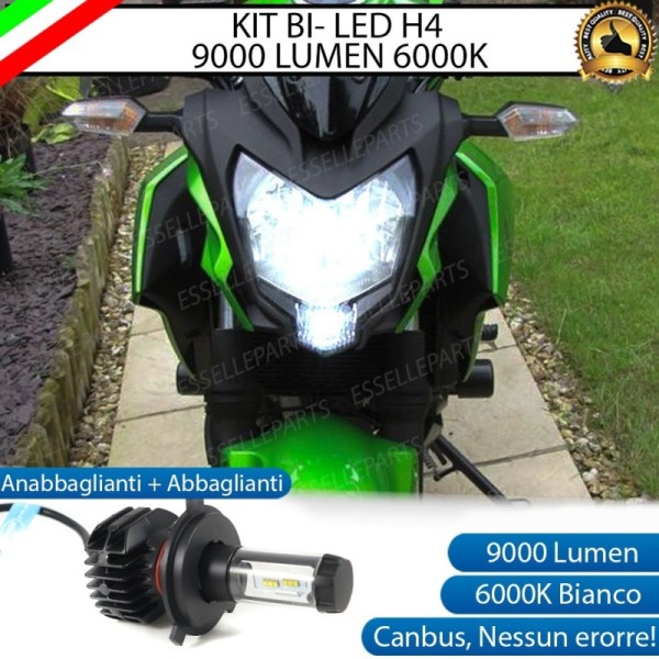 Kit Full LED Lampada H4 9000 Lumen Anabbaglianti Abbaglianti per KAWASAKI Z 250 SL 2015-2016