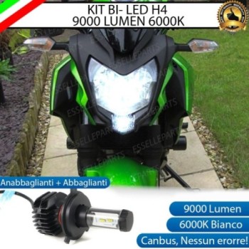 Kit Full LED Lampada H4 9000 Lumen Anabbaglianti Abbaglianti per KAWASAKI Z 250 SL 2015-2016