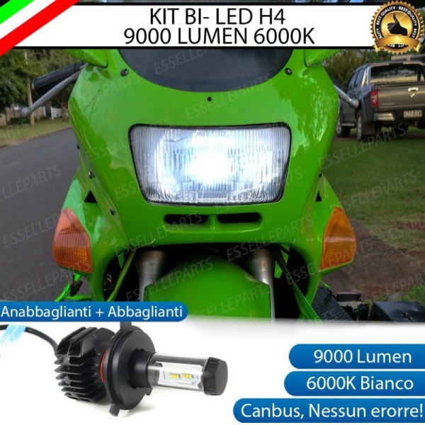 Kit Full LED Lampada H4 9000 Lumen Anabbaglianti Abbaglianti per KAWASAKI ZZR 250 1993-2000
