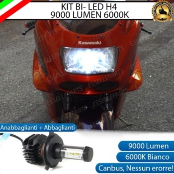 Kit Full LED Lampada H4 9000 Lumen Anabbaglianti Abbaglianti per KAWASAKI ZZR 1100 1989-2001