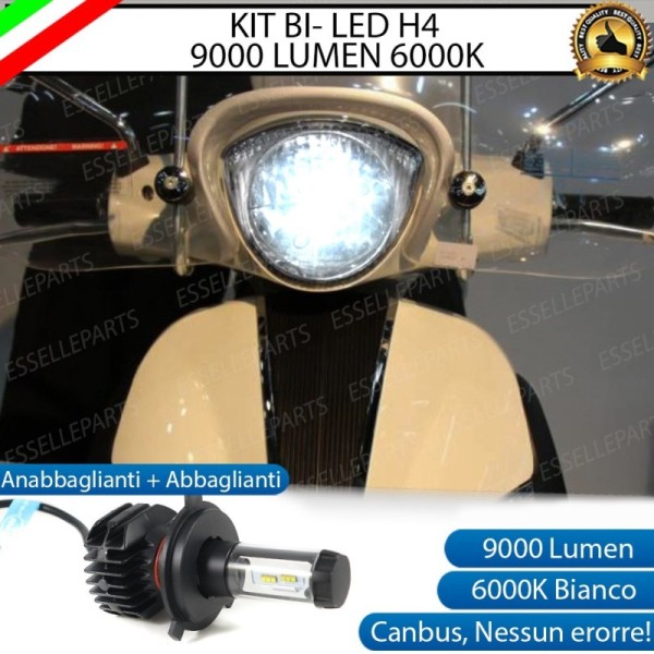 Kit Full LED Lampada H4 9000 Lumen per PIAGGIO Liberty 150 2016 i-get ABS