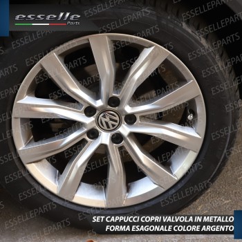 Set 4 Tappi Coprivalvola Argentati in alluminio per Citroen C4 Picasso