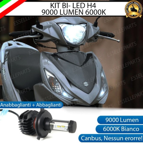 Kit Full LED Lampada H4 9000 Lumen Anabbaglianti Abbaglianti per SUZUKI Address 110 2015-2017