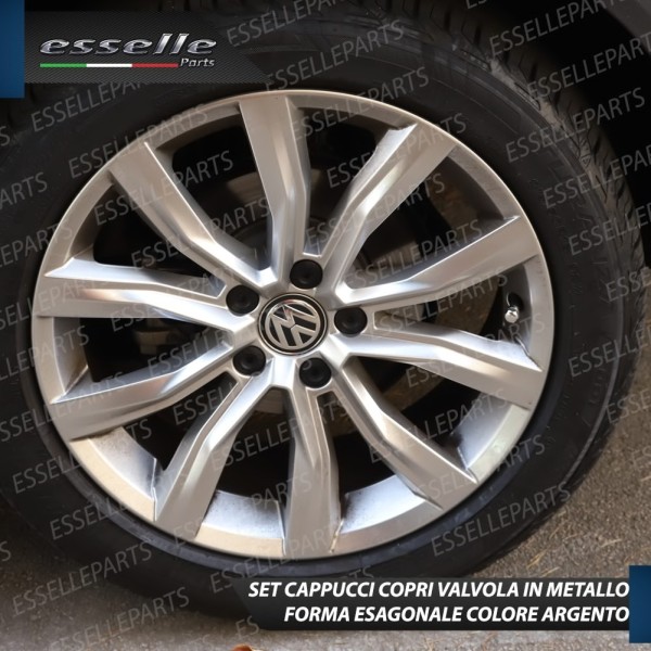 Set 4 Tappi Coprivalvola Argentati in alluminio per Citroen C6