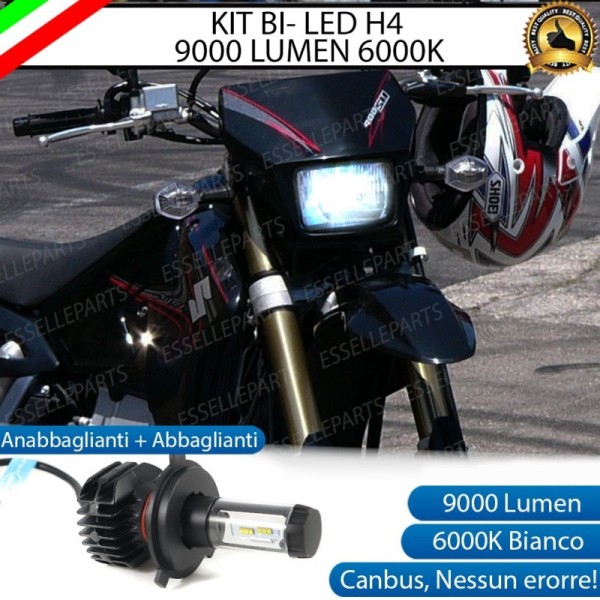 Kit Full LED Lampada H4 9000 Lumen Anabbaglianti Abbaglianti per SUZUKI DR-Z 400 2000-2006 S