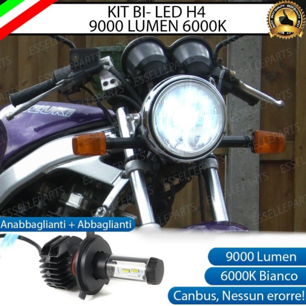 Kit Full LED Lampada H4 9000 Lumen Anabbaglianti Abbaglianti per SUZUKI GS 500 1989-1997 E