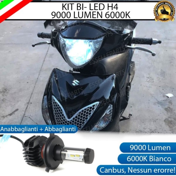 Kit Full LED Lampada H4 9000 Lumen Anabbaglianti Abbaglianti per SUZUKI SIXteen 125 2007-2014