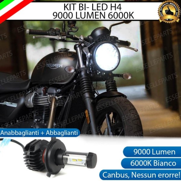 Kit Full LED Lampada H4 9000 Lumen Anabbaglianti Abbaglianti per Triumph Street Twin 900 2016