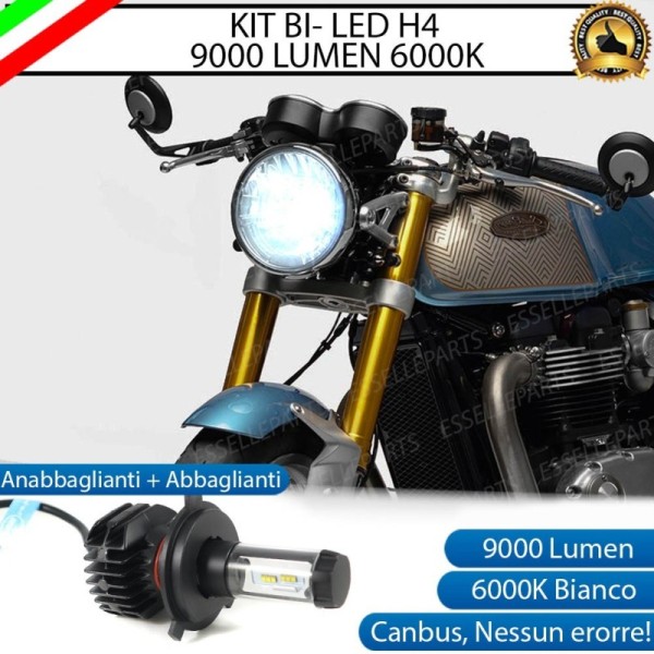 Kit Full LED Lampada H4 9000 Lumen Anabbaglianti Abbaglianti per Triumph Thunderbird 900 2002