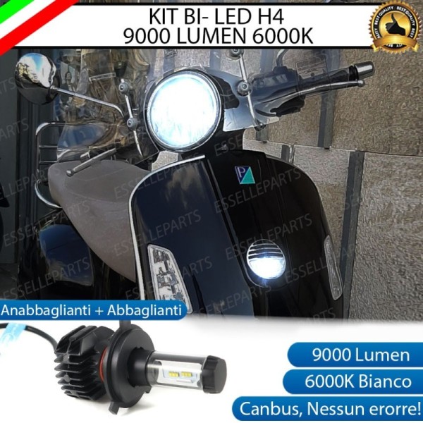 Kit Full LED Lampada H4 9000 Lumen Anabbaglianti Abbaglianti per VESPA GTS 250 2006 60