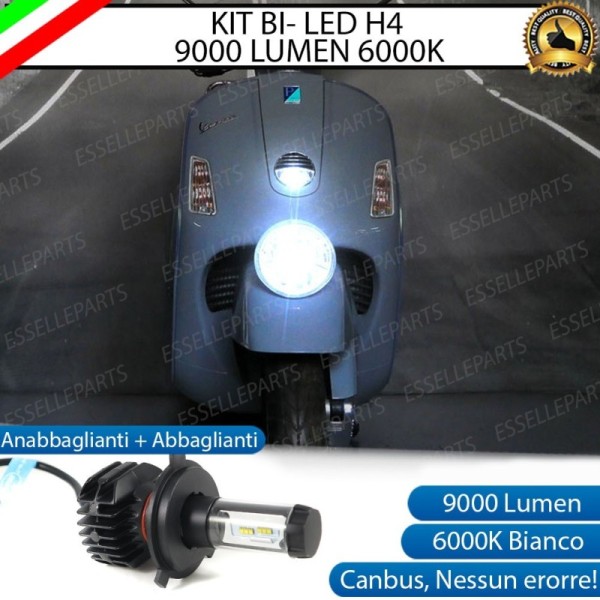 Kit Full LED Lampada H4 9000 Lumen Anabbaglianti Abbaglianti per VESPA GTV 125 2007-2008