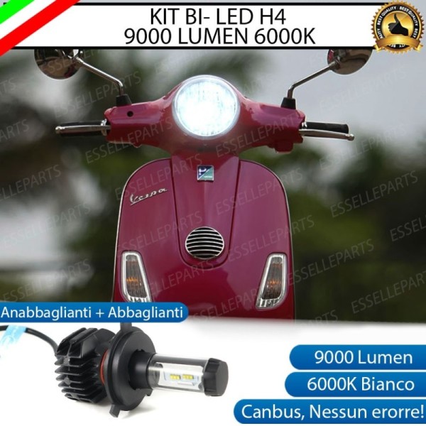 Kit Full LED Lampada H4 9000 Lumen Anabbaglianti Abbaglianti per VESPA LX 125 2012-2014 3V