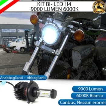 Kit Full LED Lampada H4 9000 Lumen Anabbaglianti Abbaglianti per YAMAHA V-Max 1200 1995-2004
