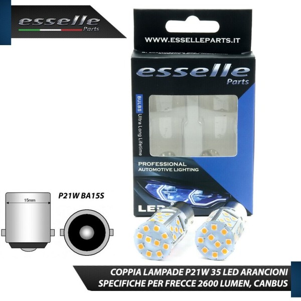 Coppia Lampade P21W BA15S 35 LED CANBUS PER Piaggio Porter I PER FRECCE DIREZIONALI ANTERIORI