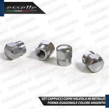 Set 4 Tappi Coprivalvola Argentati in alluminio per Jeep Compass Set 4 Tappi Coprivalvola Argentati in alluminio per Jeep Compass