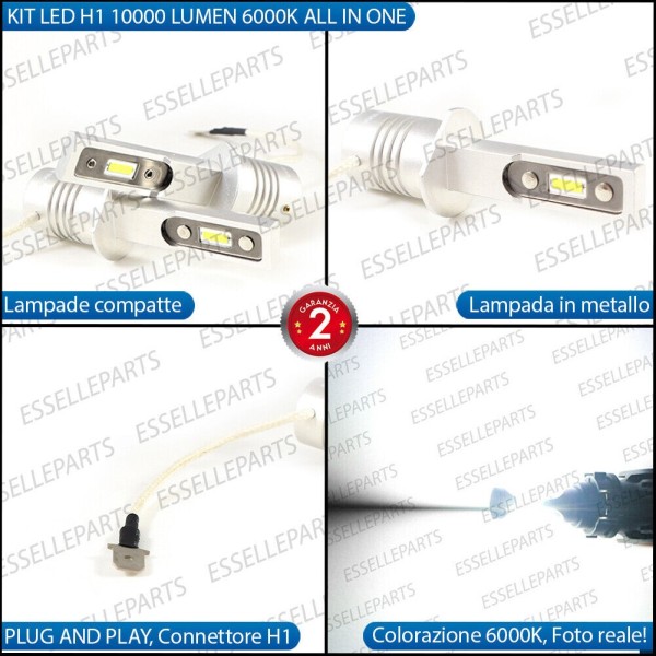 Kit Full LED coppia H1 - ULTRA COMPATTA - 10000 LUMEN abbaglianti PIAGGIO PORTER III