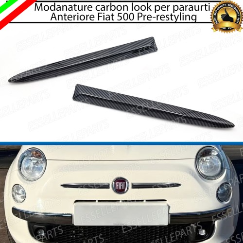 Set Modanature Carbon Look Paraurti Anteriore Fiat 500 Pre-Restyling Fino A 2015