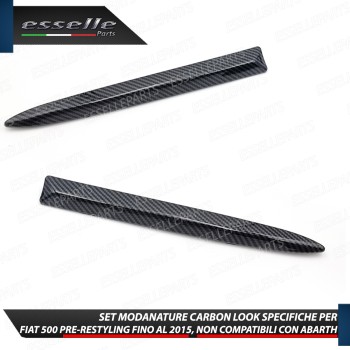 Set Modanature Carbon Look Paraurti Anteriore Fiat 500 Pre-Restyling Fino A 2015