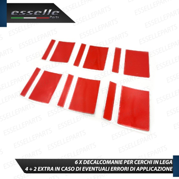 6 X DECALCOMANIE CERCHI IN LEGA RUOTE ADESIVO ROSSO PER OPEL CORSA E
