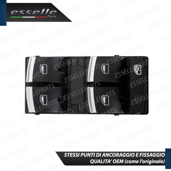 INTERRUTTORE ALZACRISTALLI LATO GUIDA NERO / CROMO PER AUDI A6 C6 C6 DAL 2009
