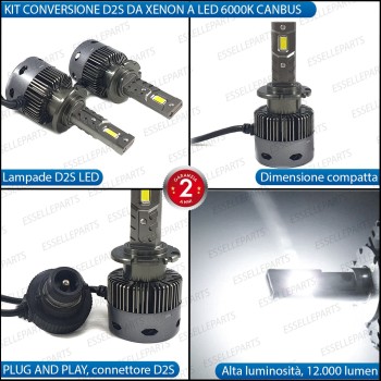 Conversione D2S Led Da Xenon a LED 12000 Lumen 6000K LAND ROVER RANGE ROVER 3 FINO AL 2006