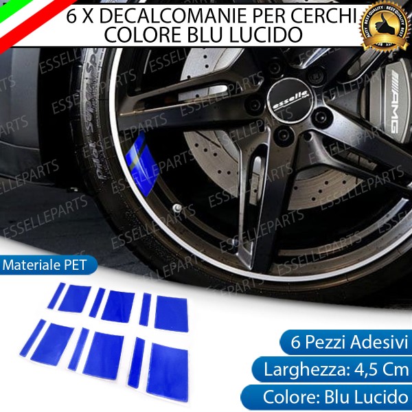 6 X DECALCOMANIE CERCHI IN LEGA RUOTE ADESIVO BLU PER CITROEN C3 PLURIEL