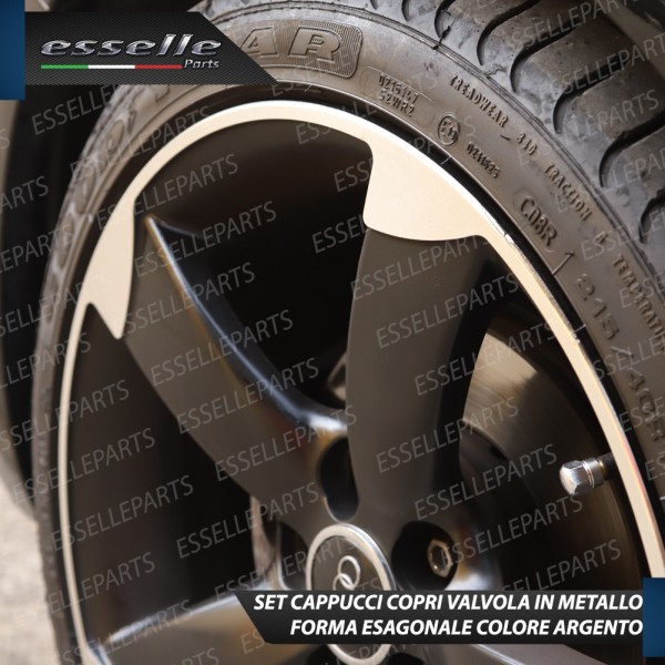 Set 4 Tappi Coprivalvola Argentati in alluminio per Renault Megane 1