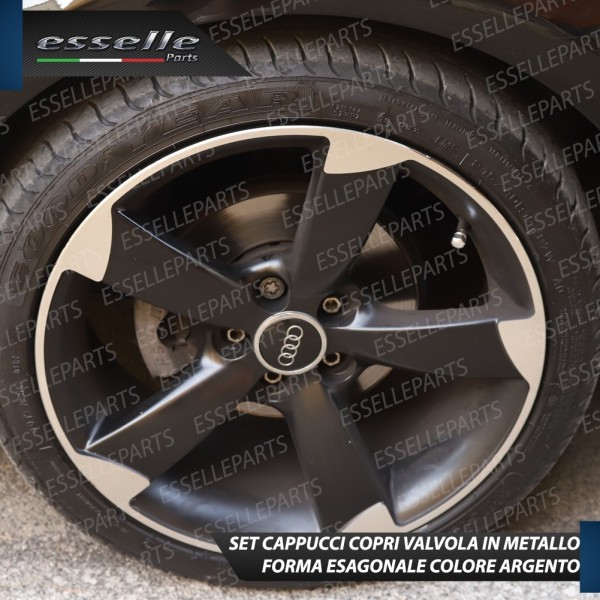 Set 4 Tappi Coprivalvola Argentati in alluminio per Renault Megane 1